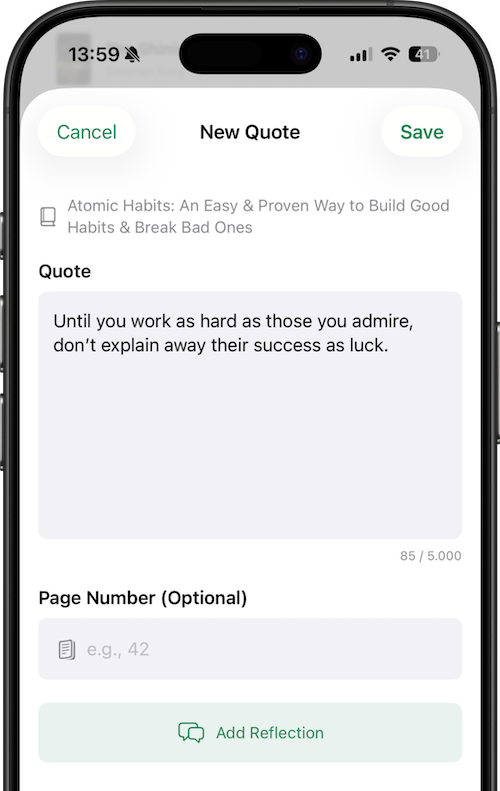 Kiveo: Reading Journal. Quote Capture