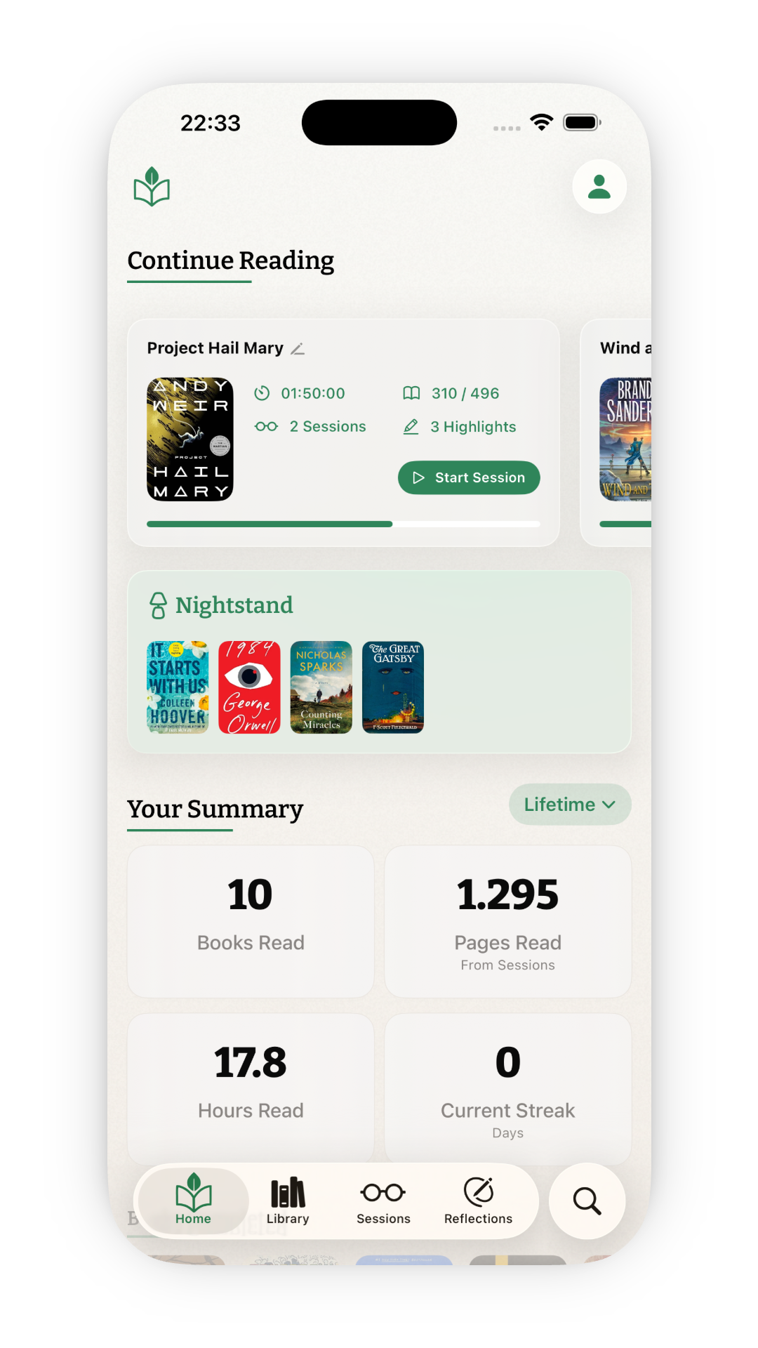 579shots_so - A Private Reading Journal and Reflection App An active reading session in Kiveo showing elapsed time, and current page progress